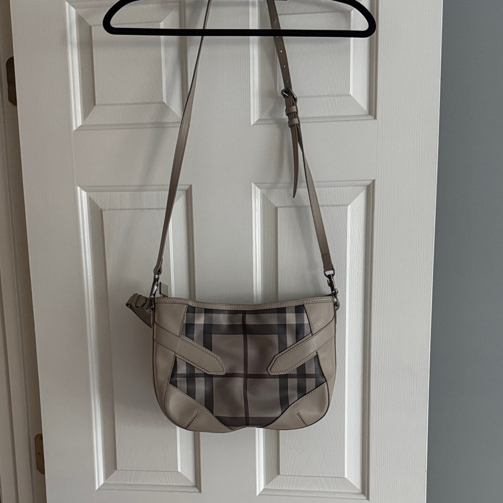 Burberry Beige and Black Check Crossbody Bag